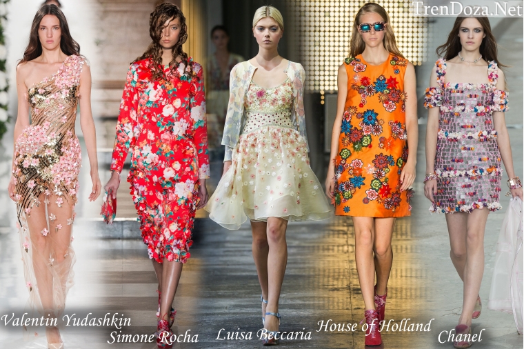 Фото платьев с цветочными аппликациями: весна 2015