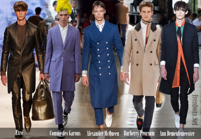 Приталенное мужское пальто весной 2016 года модно носить с узкими рукавами