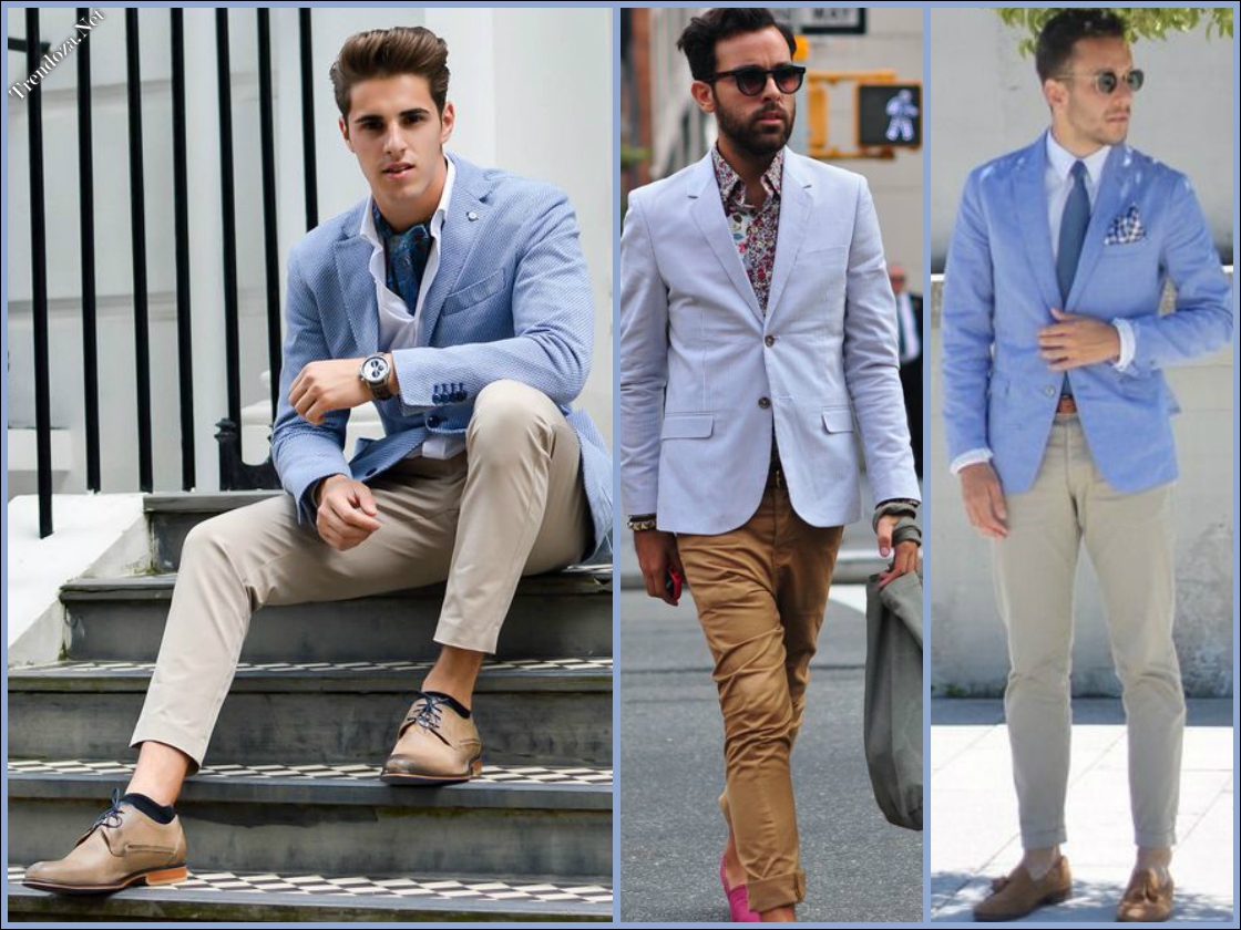 С чем модно голубой пиджак носить мужчинам