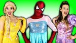 Frozen Elsa CLOTHES SWAP CHALLENGE w/ Spiderman Belle Rapunzel Joker Fun Superhero in real life IRL