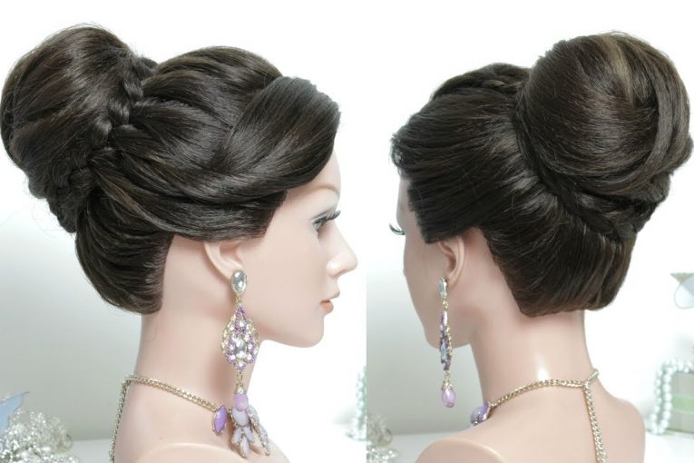 Bridal hairstyle for long hair tutorial. Wedding prom updo step by step