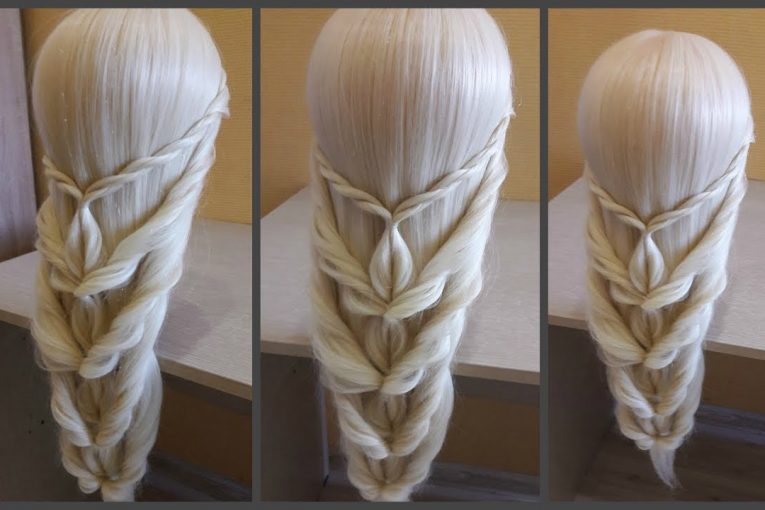 Красивое легкое плетение волос.Объемная прическа.Beautiful light hair weaving. Full hairstyle.