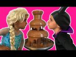 Elsa Vs Maleficent Real Life Disney Princess Movie + CHOCOLATE FOUNTAIN + Candy + 10 Surprise Eggs!