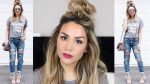 HALF UP TOP KNOT TUTORIAL + CUTE SPRING OUTFIT IDEA