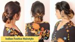 Indian Festive Hairstyle For Medium To Long Hair/Hairstyle For Diwali/Wedding/Party/