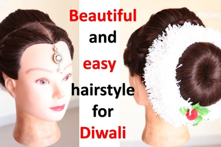 easy juda hairstyle with puff for diwali || braided hairstyles || hair style girl | simple hairstyle
