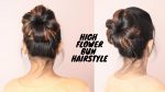 Easy High Flower Bun hairstyle For Medium To Long Hair/self hairtsyle
