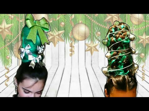 Новогодняя Ёлка На Голове// Как Сделать Причёску Ёлку  с канекалоном/ Hairdo Christmas Tree