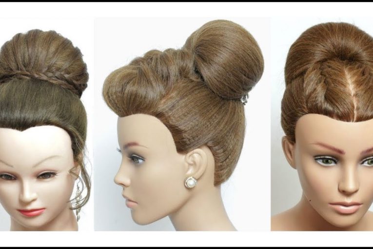 Hairstyles For Girls. 3 High Hair Buns.  Party Updos. Hair Tutorial