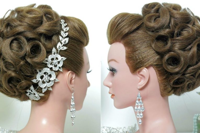 Bridal hairstyle. Wedding updo for long hair tutorial.