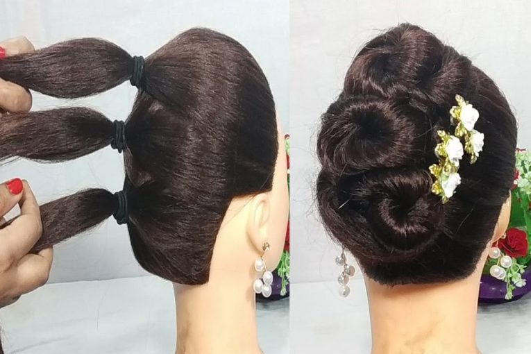 5 Mins Hairstyle for wedding | Easy Hairstyles for long hair | updo hairstyle | simple hairstyle