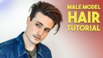 Mens Modern Messy Slick Back Hair Tutorial | Male Model Hairstyle