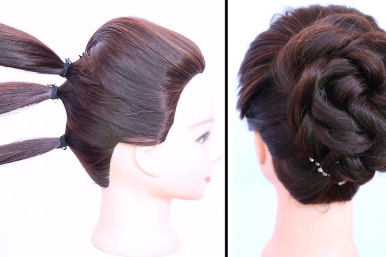 easy messy bun with trick for gown, lehnga, party & weddings || updo hairstyle || prom hairstyles