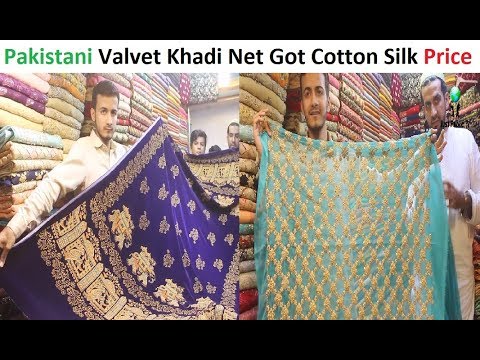 Pakistani Fancy Unstitched Dresses Khaadi Net Cotton Silk Valvet Embroidery Banarsi Gota With Price