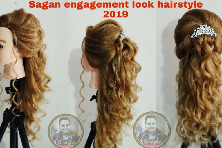 Latest sagan engagement look hairstyle 2019/open , simple Elegant hairstyle for wedding/ open style