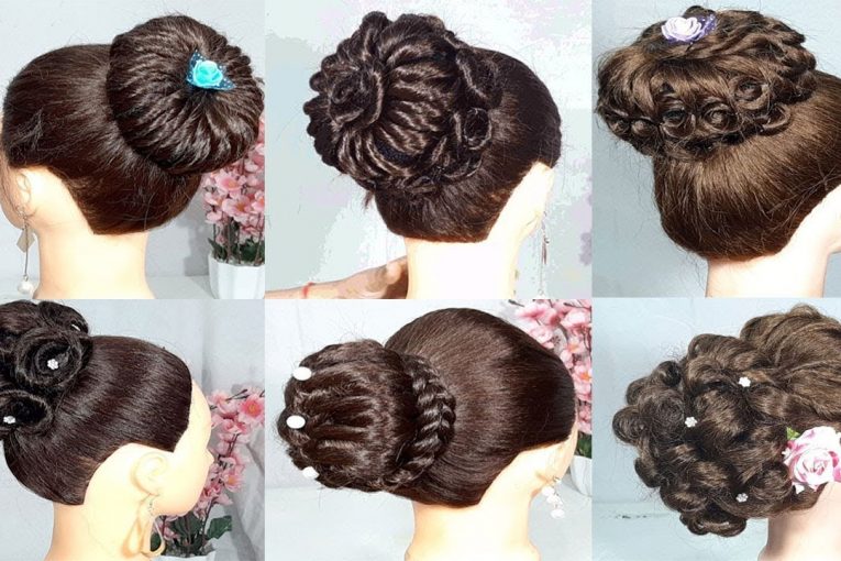 6 simple and easy bun hairstyle for wedding || party hairstyle || updo hairstyle || hair style girl