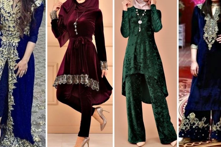 Fancy velvet dress design new collection || Short frock,long shirt,party wear ideas.