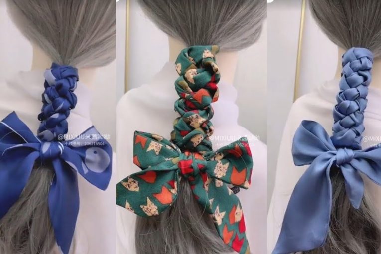 How to tie Ribbon Scarf to your hair to make hairstyle look fancy