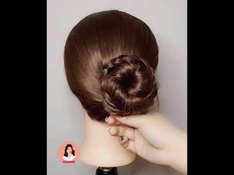 Braided bun hairstyle for cute medium hair girls Hairing#72 #shorts #bridalhairstyle #bunhairstyle