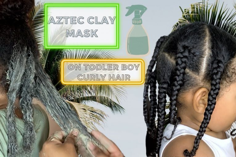 TODDLER BOY HAIRSTYLE 38 | AZTEC CLAY MASK | APPLE CIDER VINEGAR | CURLY HAIR WASH DAY | #BRAIDS