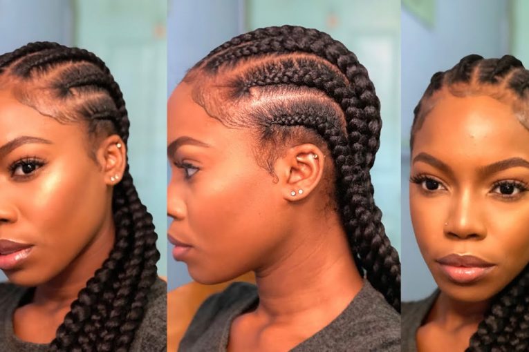 EASY FEED-IN CORNROWS PROTECTIVE STYLE ON NATURAL HAIR!| HOW TO CORNROW YOUR OWN HAIR!