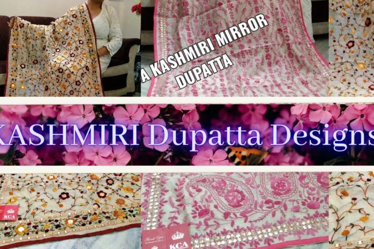 Beautiful Silk Fabric Handcrafted Kantha Embroidery Kashmiri Handicraft Dupatta Full Size|Mirror Wok