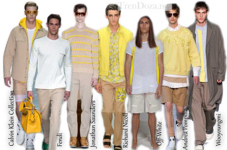 Акценты желтого в мужской весенне-летней моде 2015 года