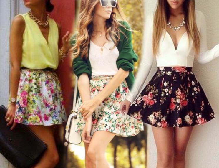 Короткие юбки с цветочным принтом