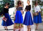 С чем носить синюю юбку?
