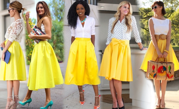 Желтая юбка — с чем носить и как сочетать?