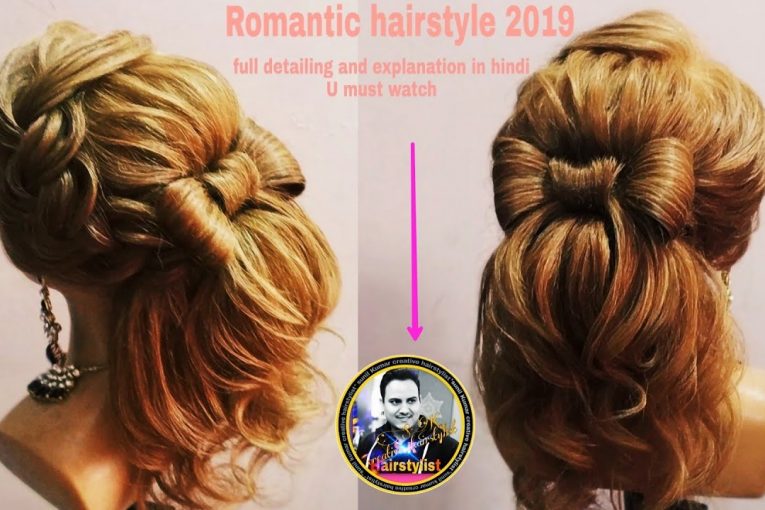 Romantic hairstyle by Sunil kumar creative hairstylist/ hairstyle with off shoulder gown