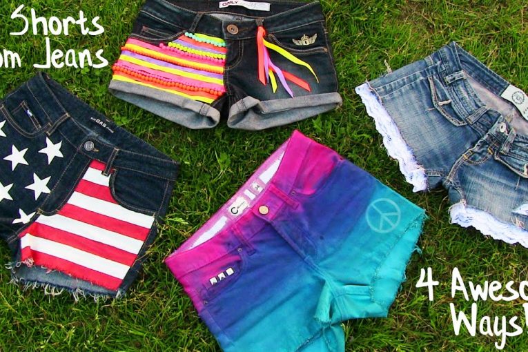 DIY Clothes! 4 DIY Shorts Projects from Jeans! Easy